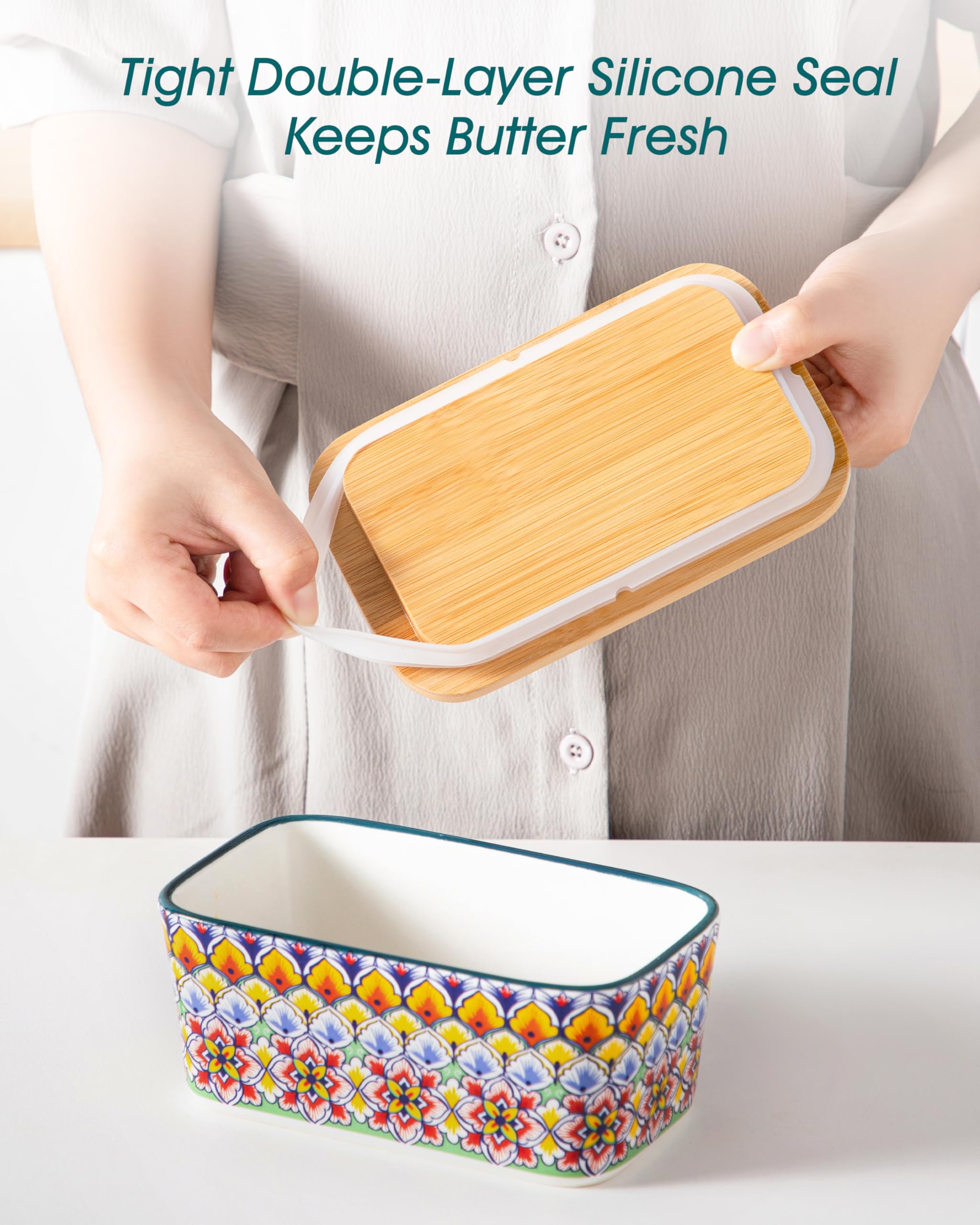 Vancasso SIMI butter dish with glossy glaze cleans easily by hand