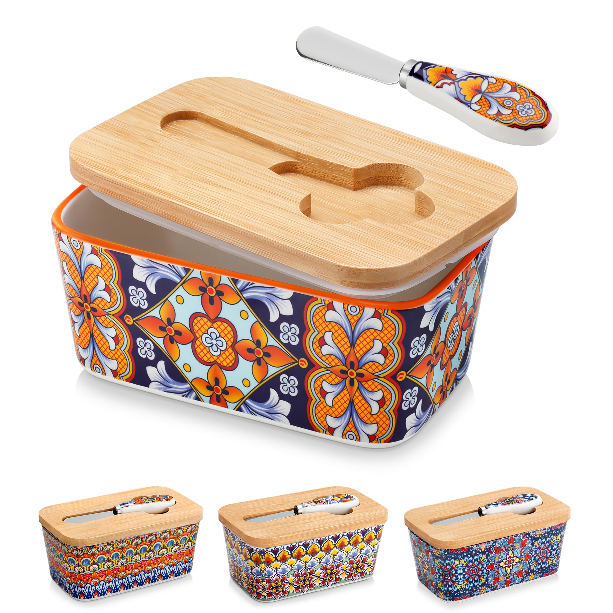 Vancasso SIMI butter dish with lid in amber elegance on countertop preserves freshness.