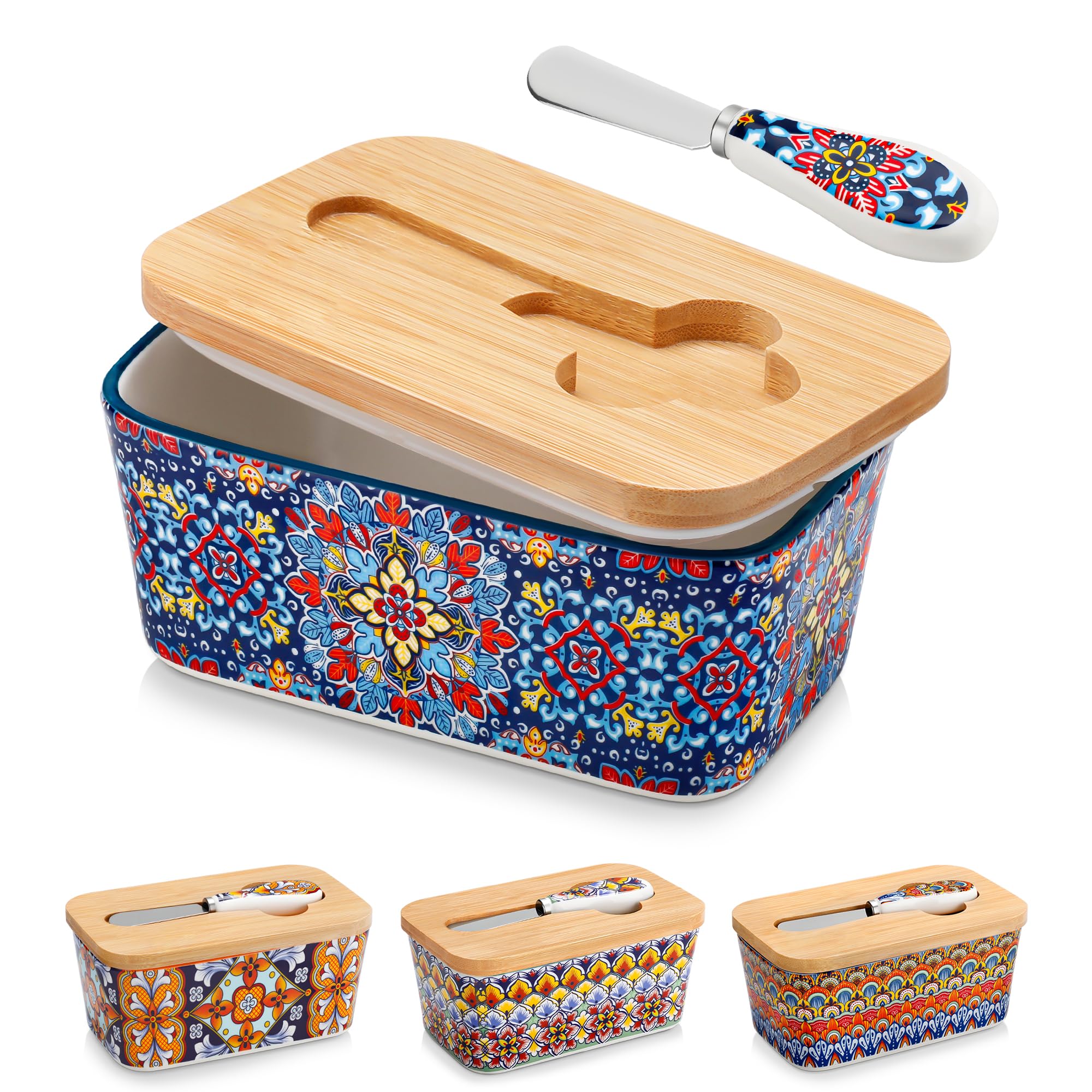 Vancasso SIMI butter dish with lid on countertop keeps butter fresh and stylish.