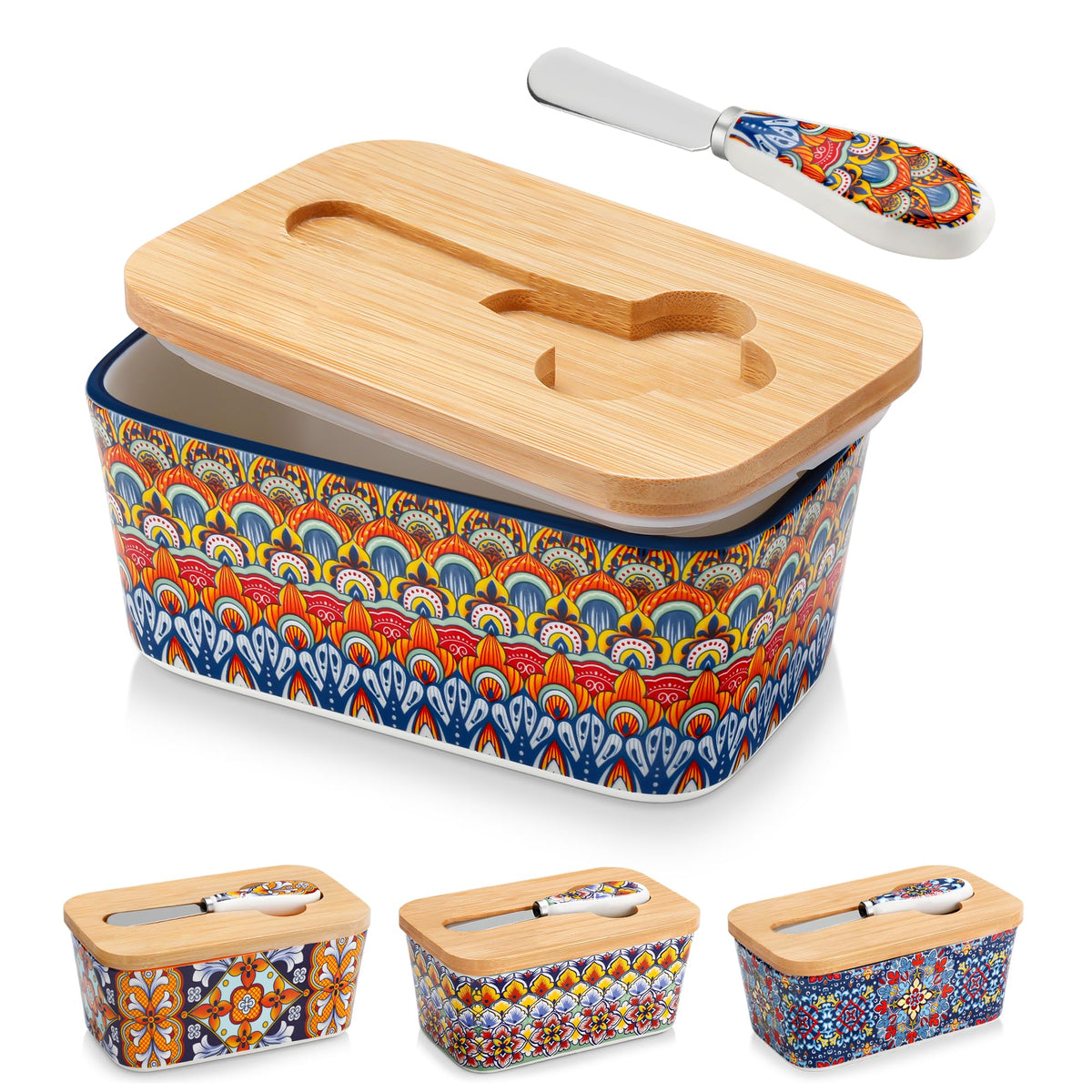 Vancasso SIMI butter dish with lid on display for easy counter access.
