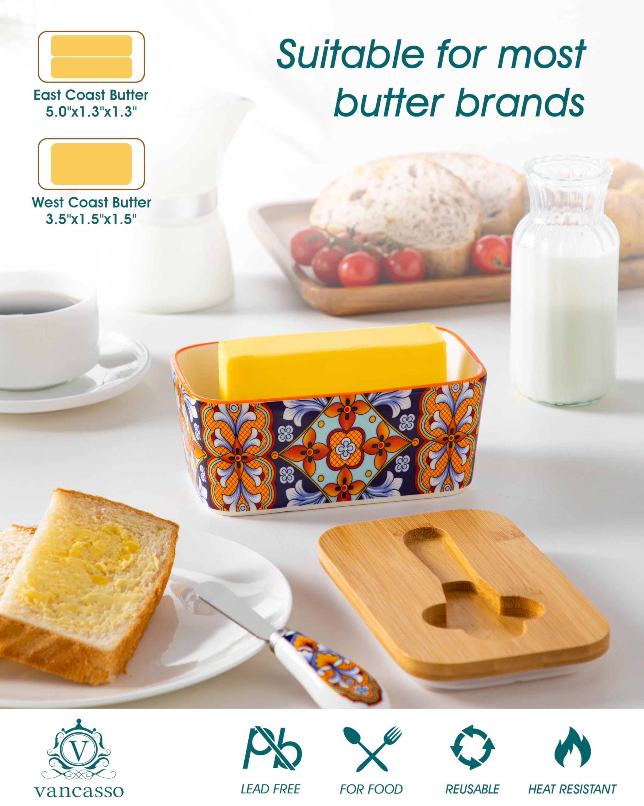 Vancasso SIMI lid seal with double-ring silicone ensures freshness of butter.