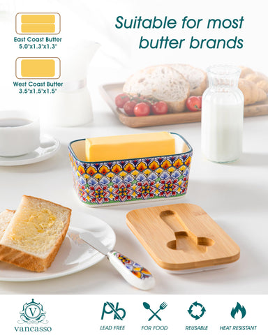 Vancasso SIMI 6.5-inch butter dish fits standard sticks for daily use