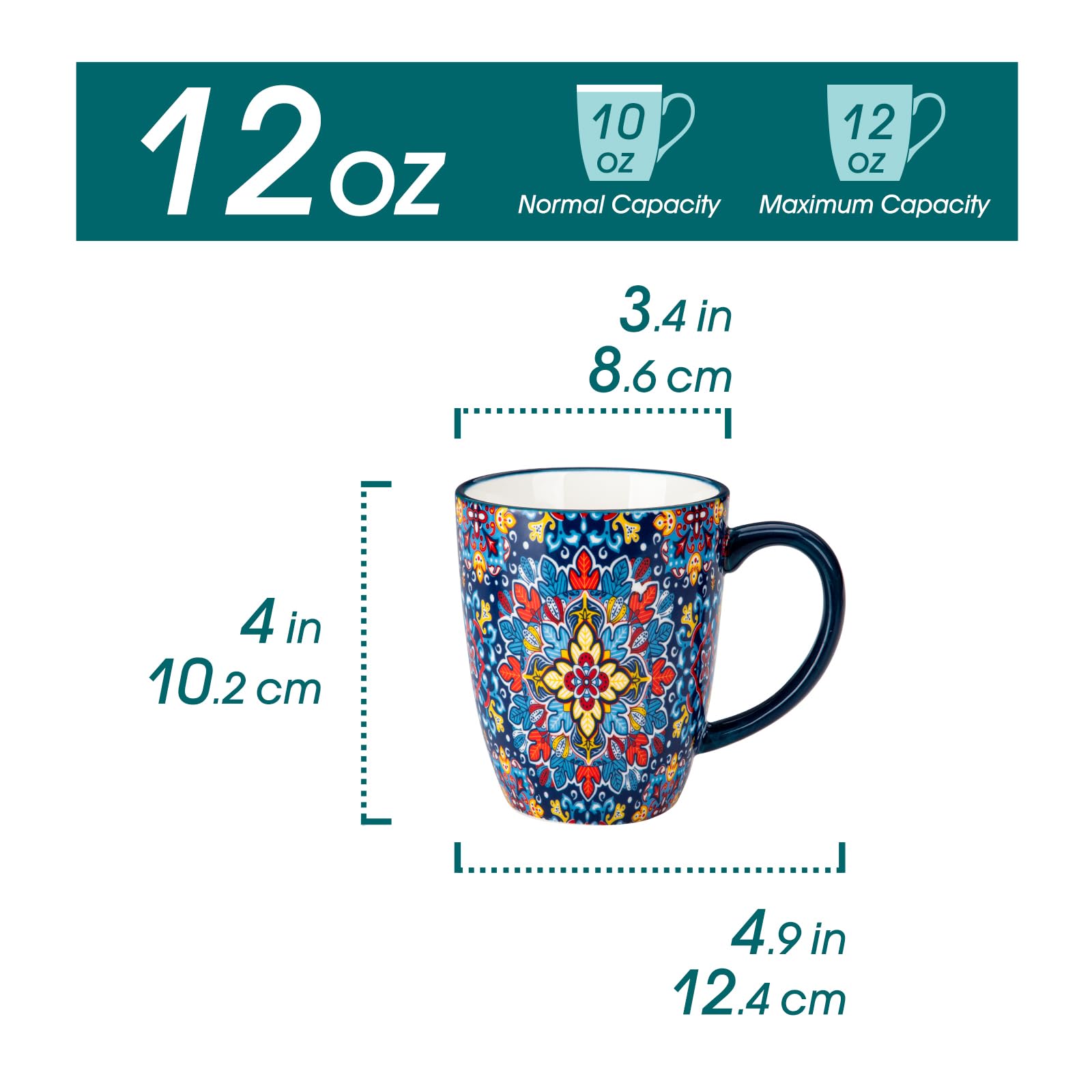 Vancasso SIMI mug close-up showing a wide, secure grip for hot drinks