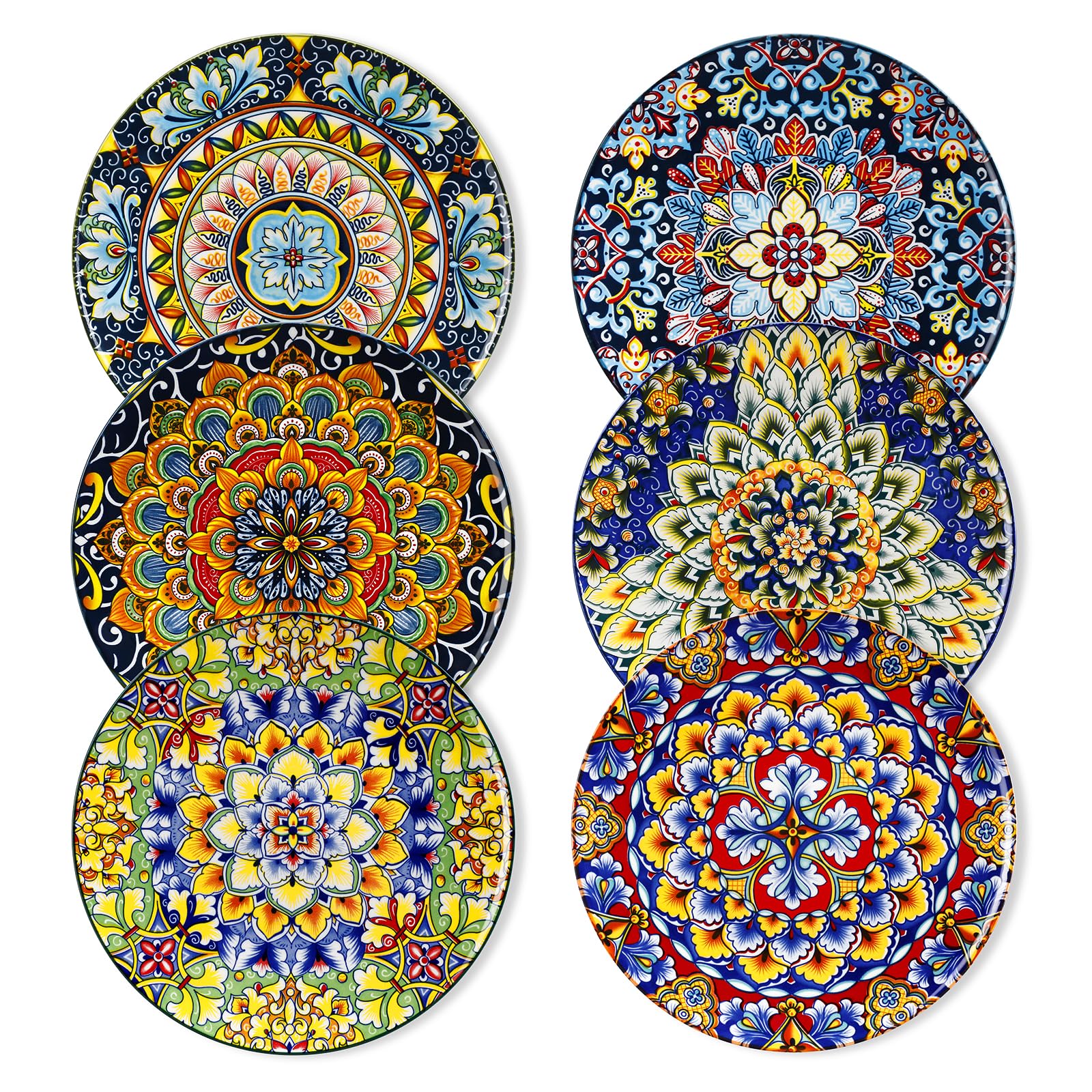 Vancasso Simi salad plates showcase colorful bohemian patterns for lively meals.