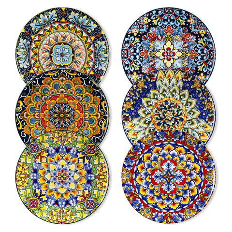Vancasso Simi salad plates showcase colorful bohemian patterns for lively meals.