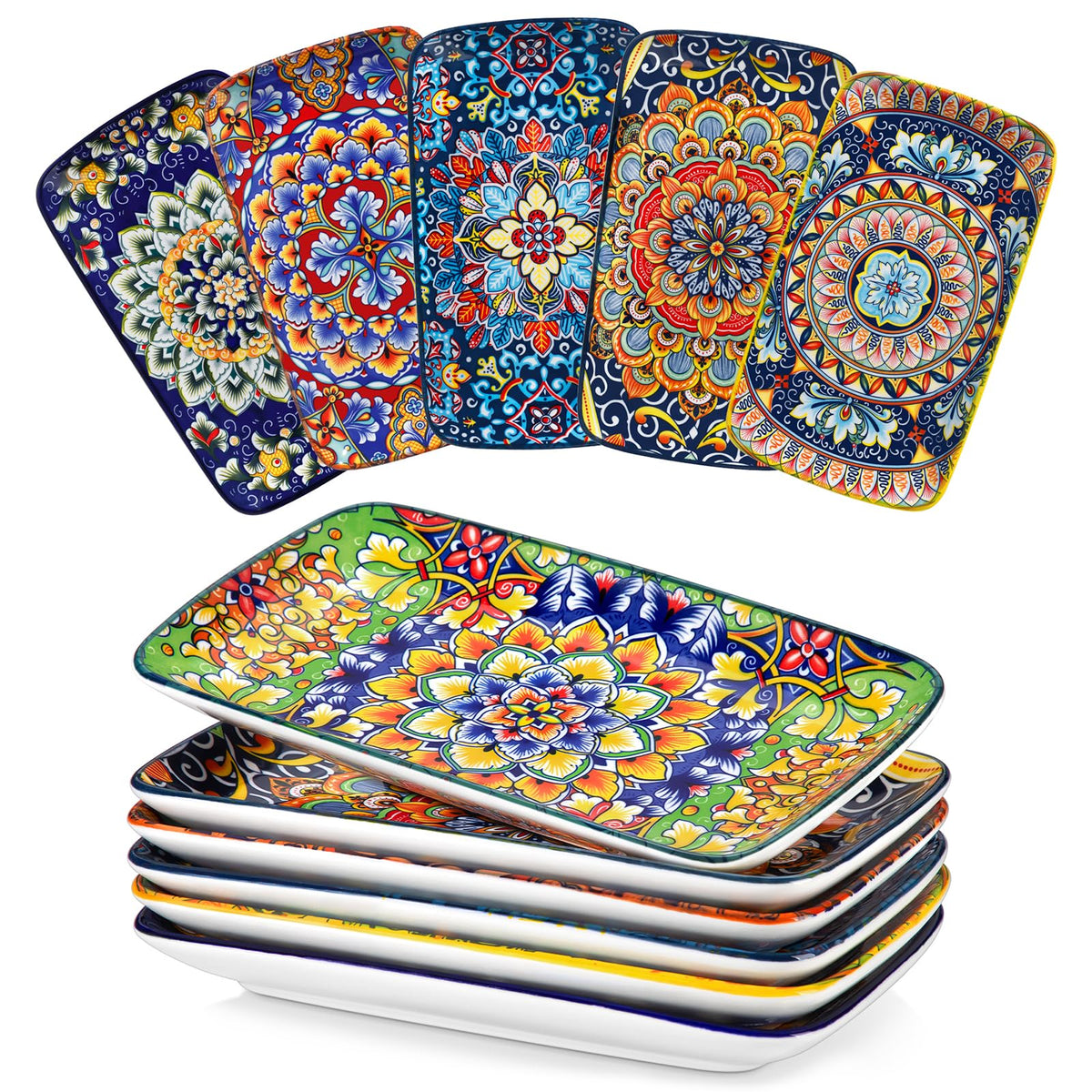 Vancasso Simi plate close-up showcasing bohemian pattern for stylish entertaining.