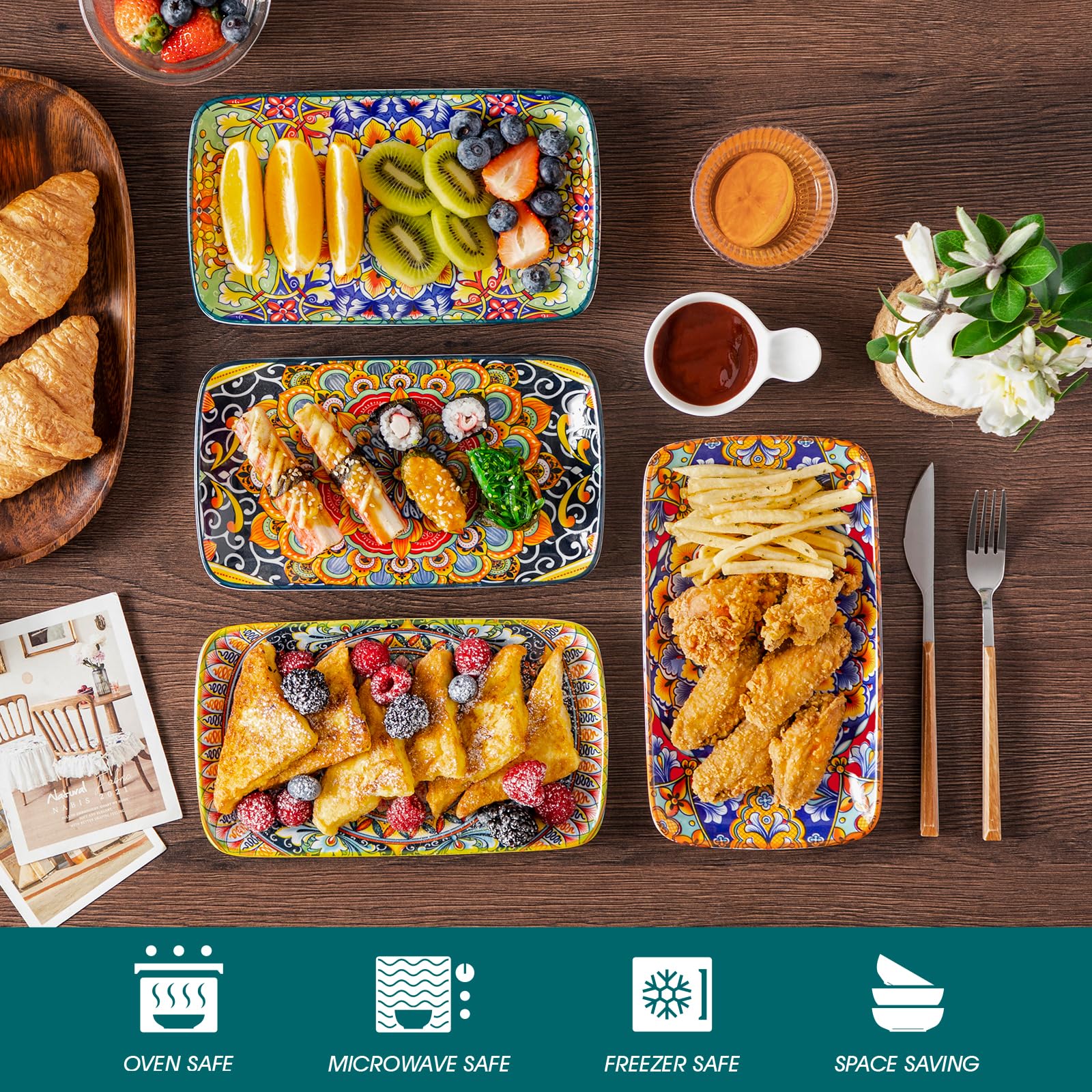Six vibrant colorways of Simi plates to inspire table styling.