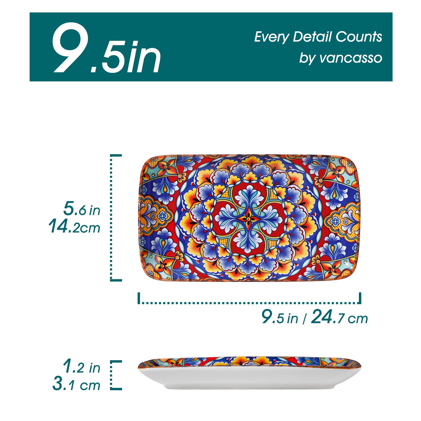 Stacked Simi rectangular plates demonstrate space-saving design.