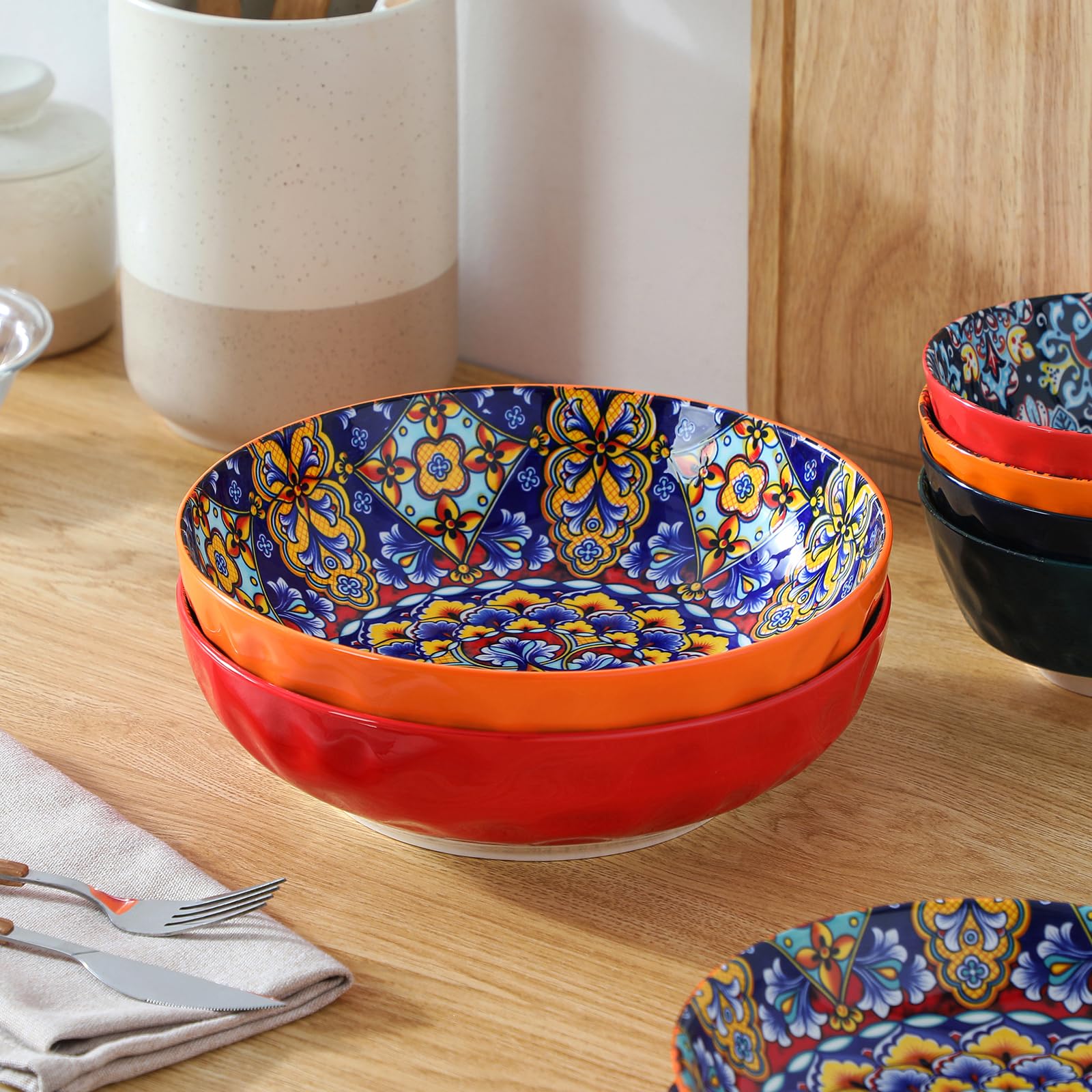 Vancasso Simi series bowls red in varied sizes for a cohesive set