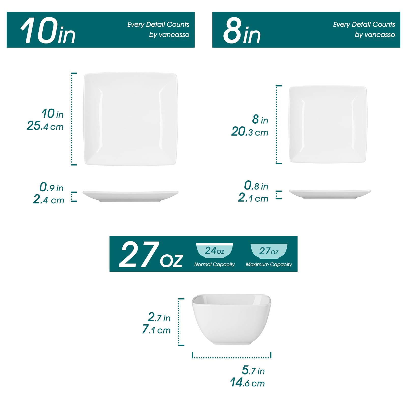 Vancasso Soho square dessert plate highlighting clean lines for elegant dessert courses