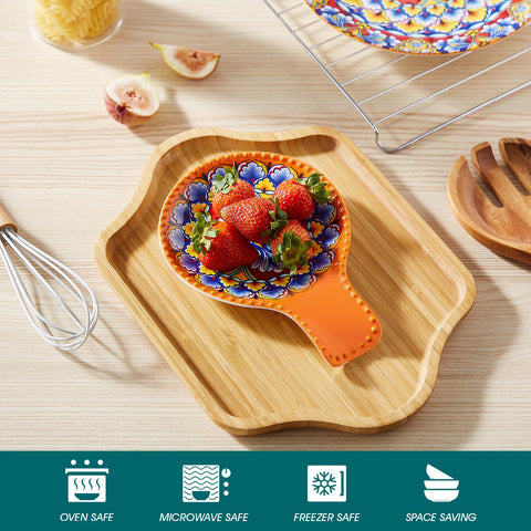 Vancasso spoon rest orange can be hung as wall decor for boho flair.