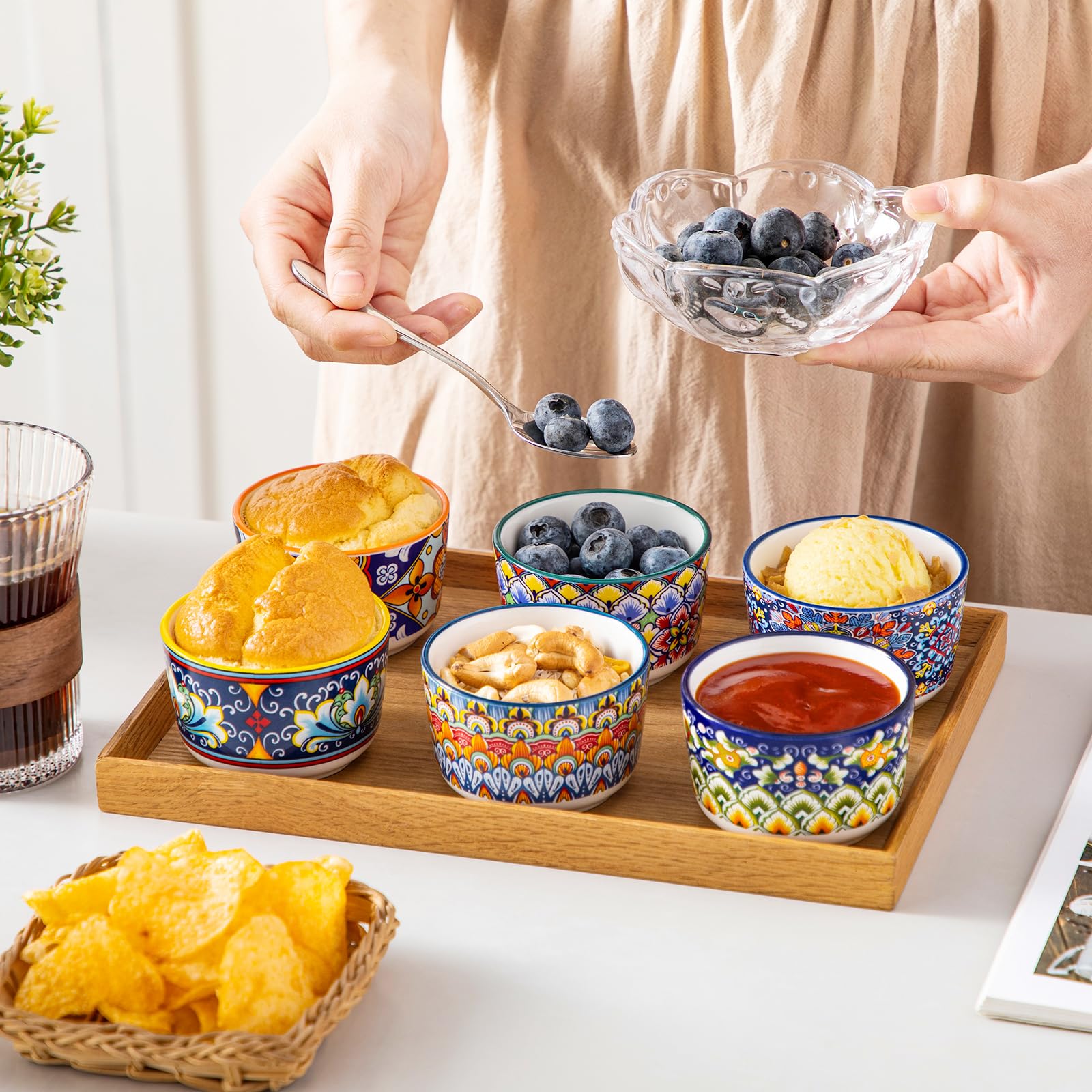 Vancasso stackable ramekins simplify storage and tidy cabinets.