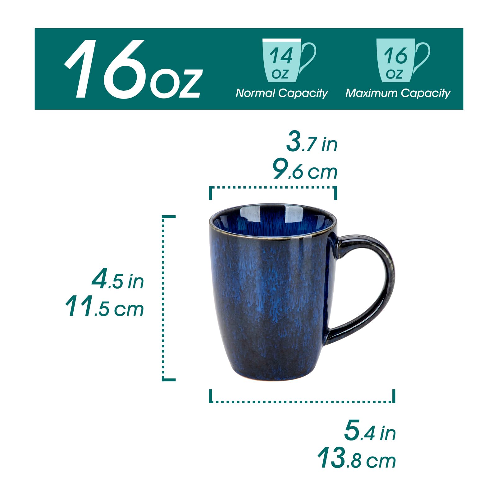 Vancasso Starry 16oz mug with comfortable handle for easy sipping