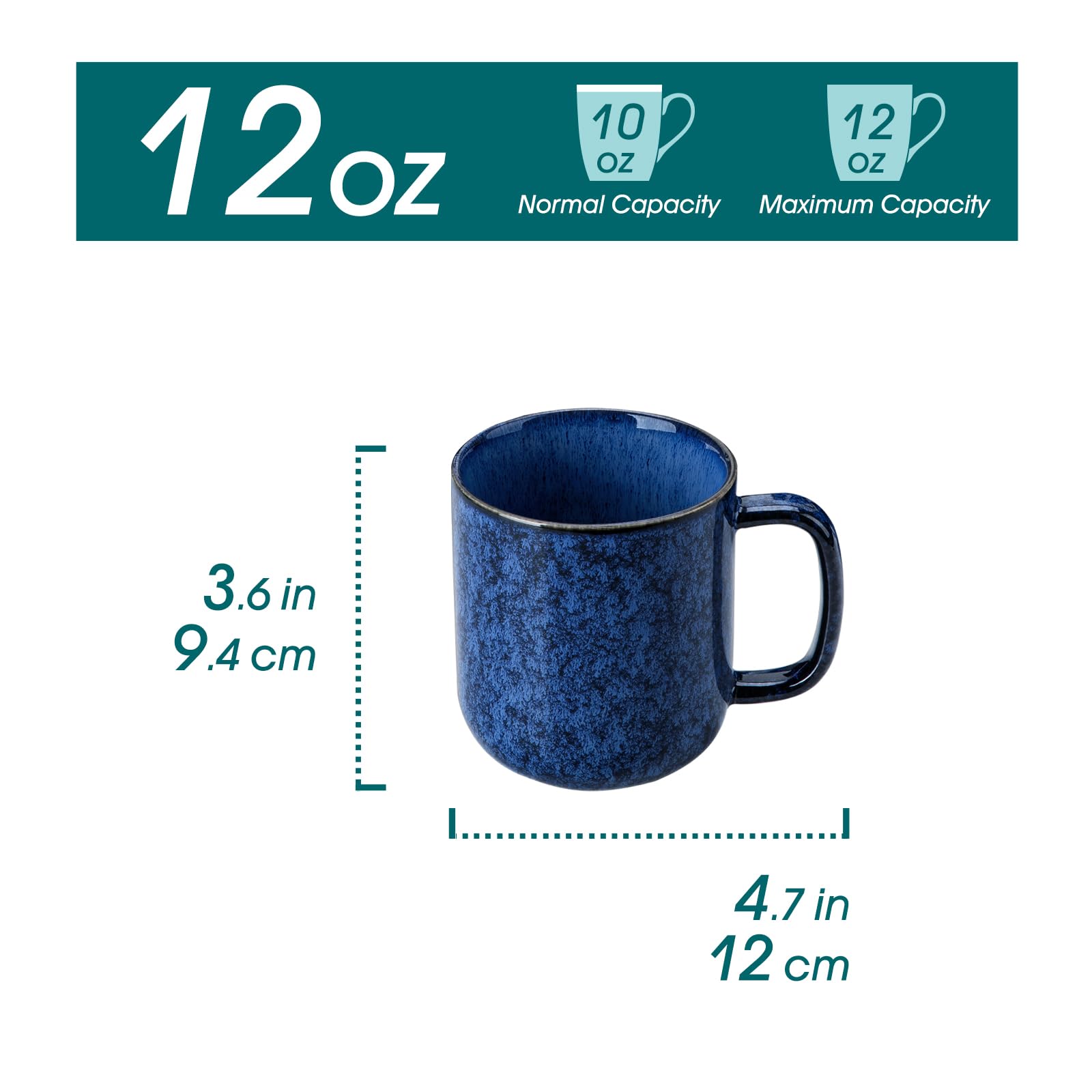 Vancasso STARRY blue 12oz mug close glaze pattern showing unique glaze