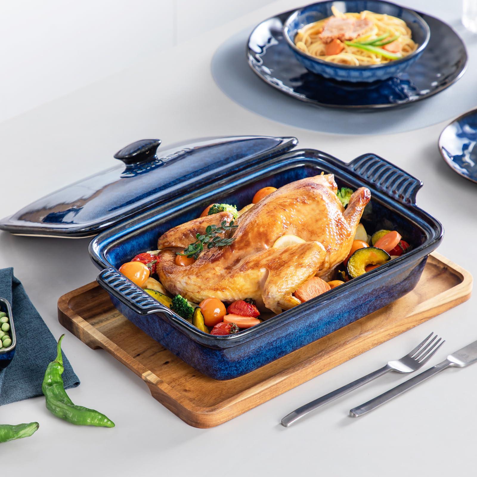 Vancasso Starry dish is dishwasher-safe and microwave-safe.