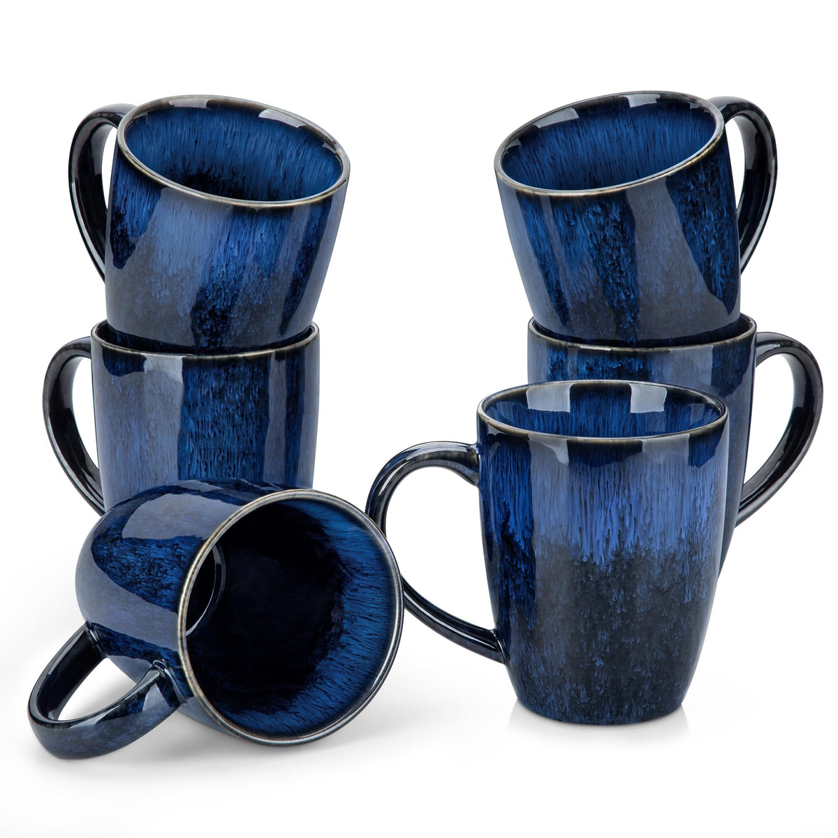 Vancasso Starry blue mug with reactive glaze close-up for vibrant coffee moments