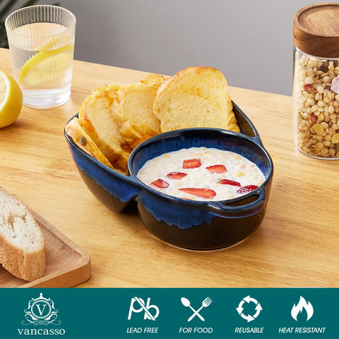 Vancasso Starry blue microwave-safe ceramic bowl with stable base for everyday meals.