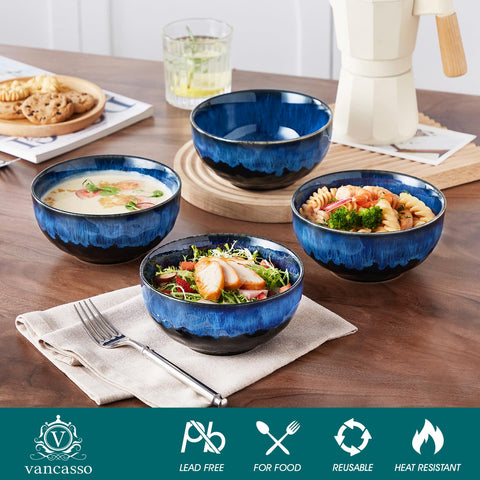 Vancasso Starry kiln-altered glaze bowls showcase unique artisanal patterns.