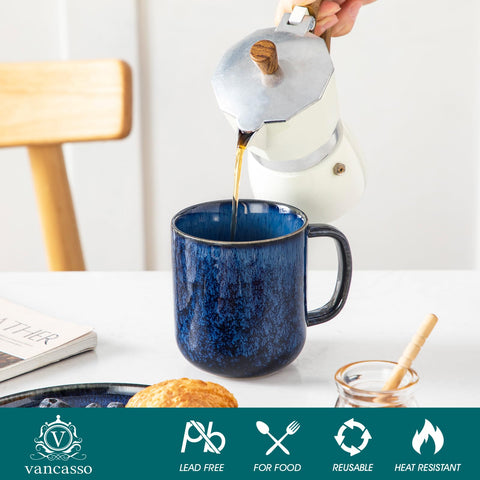 Vancasso STARRY kiln-glazed mugs with unique color variations.