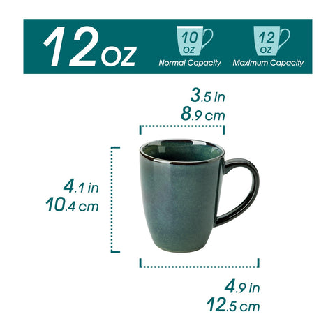 Vancasso STARRY green-glaze mug closeup showing unique glaze variation.