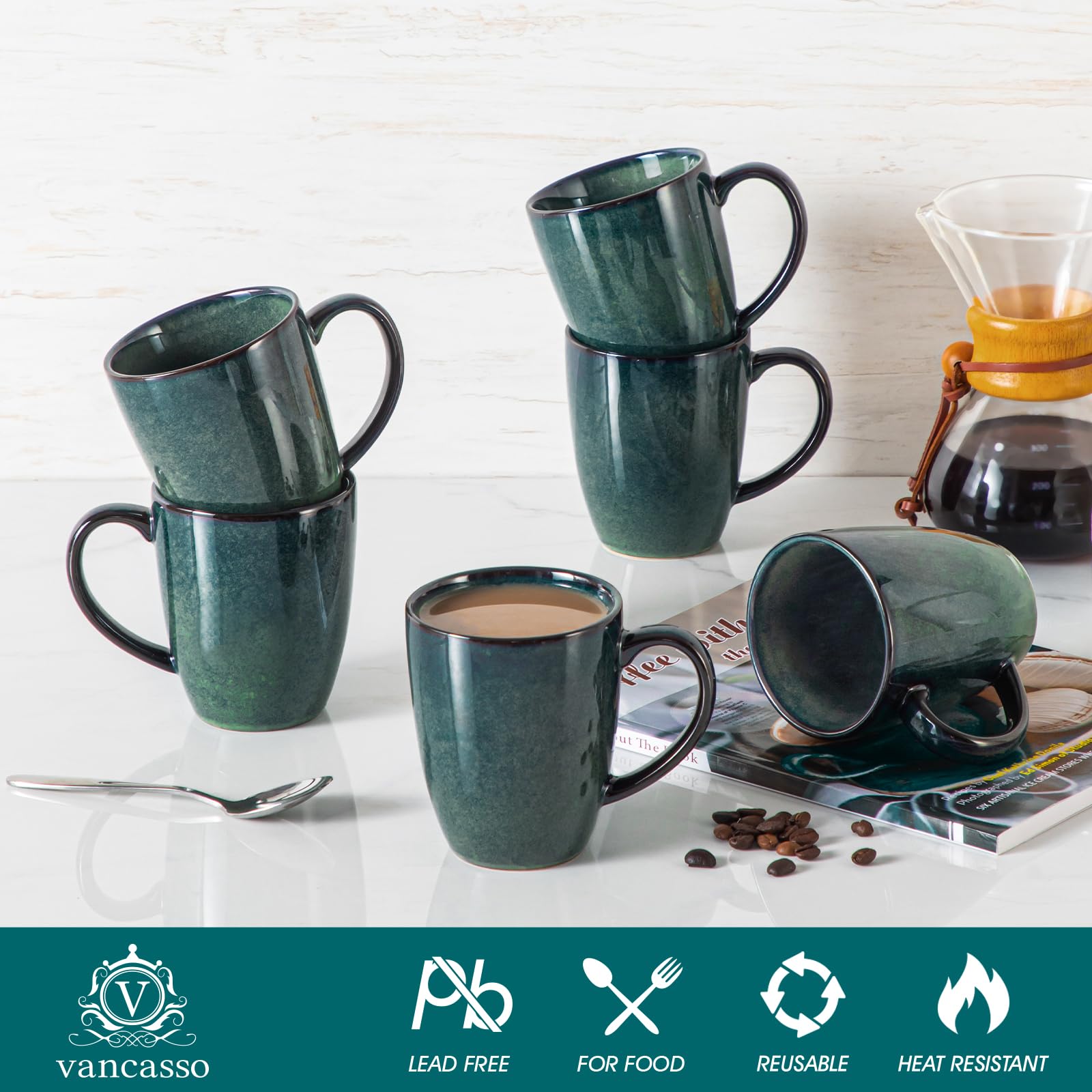 Vancasso STARRY mug with comfortable handle for easy sipping.
