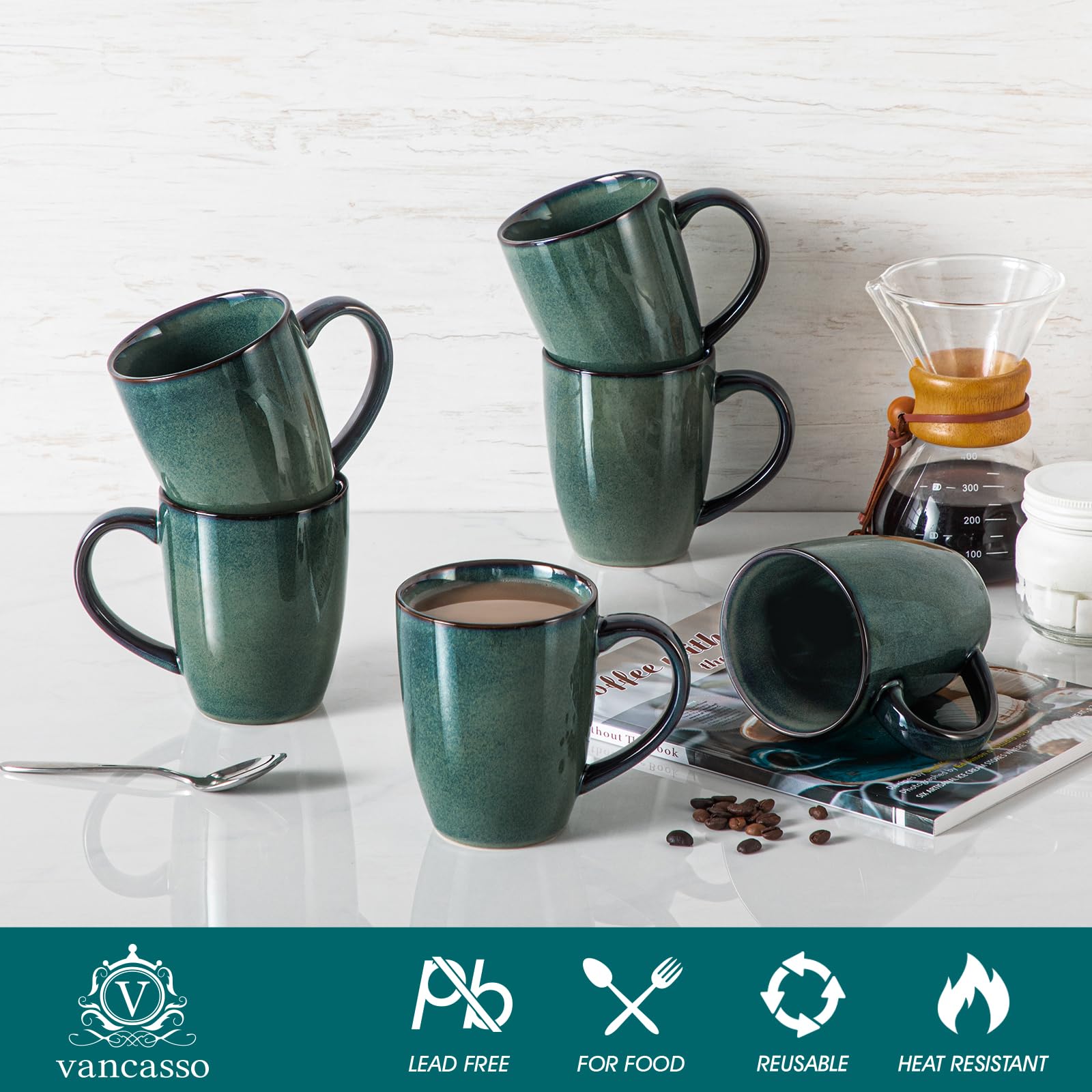 Vancasso Starry mug with ergonomic handle for secure grip during coffee breaks.