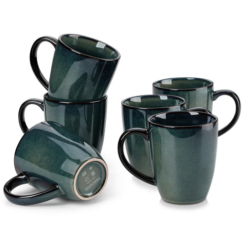 Vancasso STARRY 6-pack mugs with green reactive glaze for a unique morning ritual.
