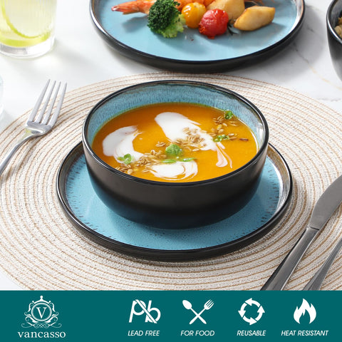 Vancasso stoneware closeup: kiln-fired glaze offers a durable, scratch-resistant surface.