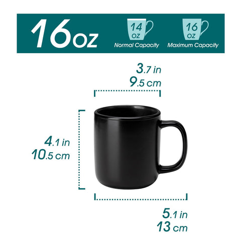Vancasso matte black stoneware mug, 16 oz, modern everyday use.