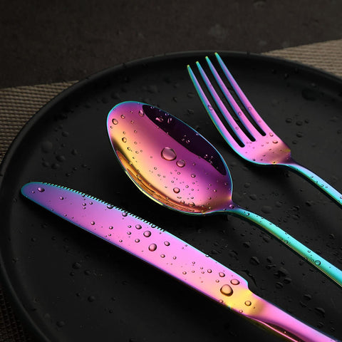 VANDBAO colorful utensils dining fork knife spoon showcase bright handles for personality