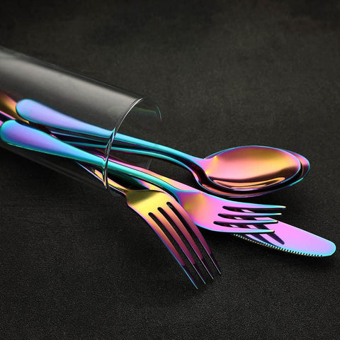 VANDBAO ergonomic rainbow-flatware provides comfortable grip during meals