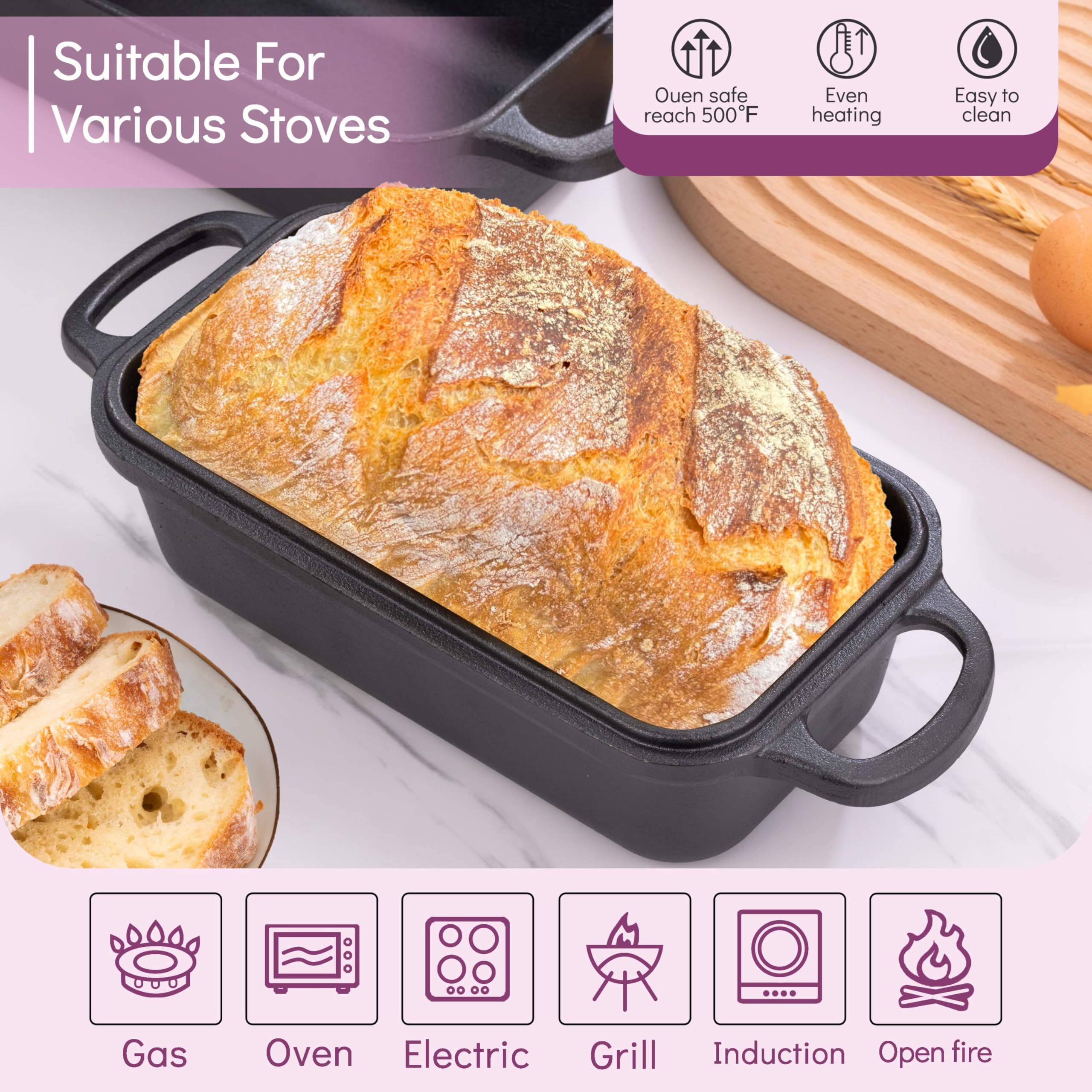 Vanderlume loaf pan with lid off, showcasing sturdy construction for versatile baking.