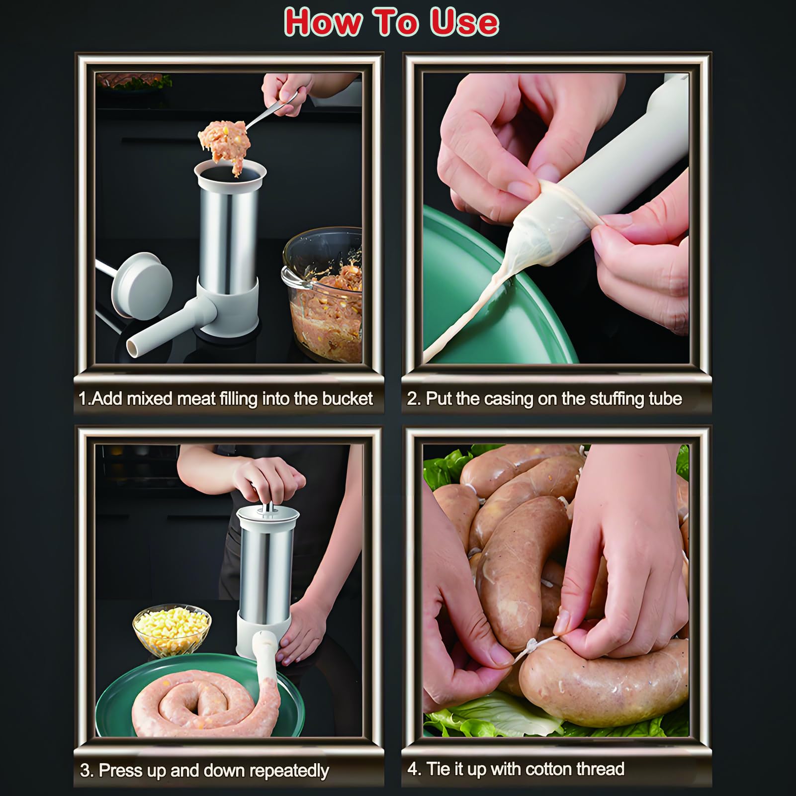 Two-in-one design lets you make sausages or meatballs