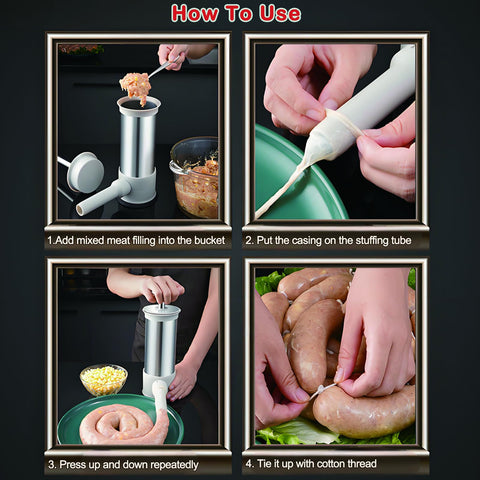 Two-in-one design lets you make sausages or meatballs