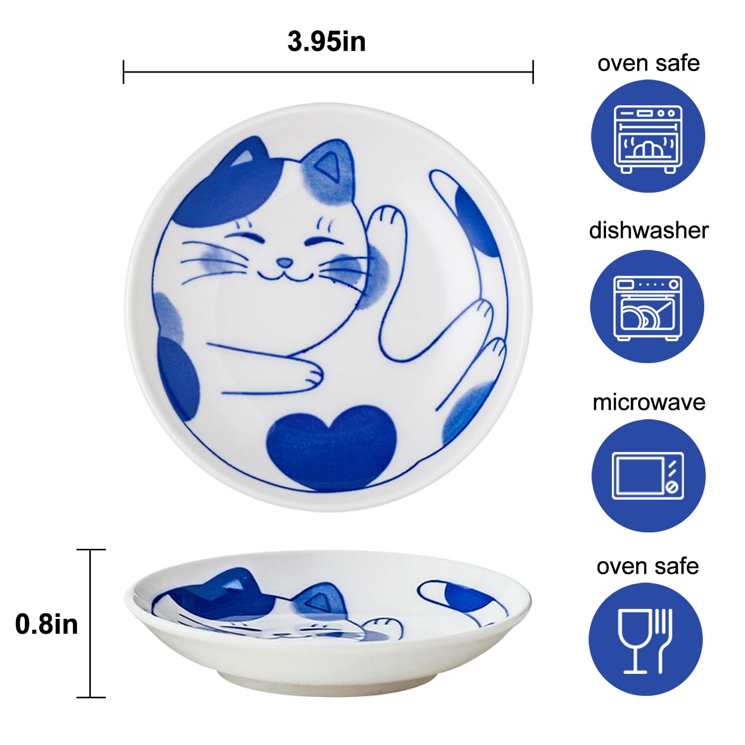 VanEnjoy blue and white kawaii cat plates enhance dessert serving and table decor.