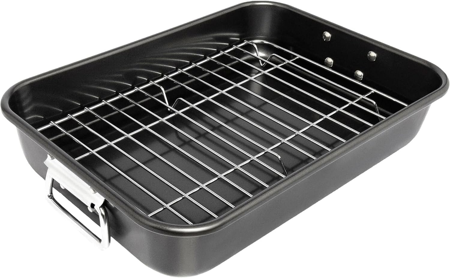 VANKUTL roasting pan 15in with rack for even roasting and fat drainage.