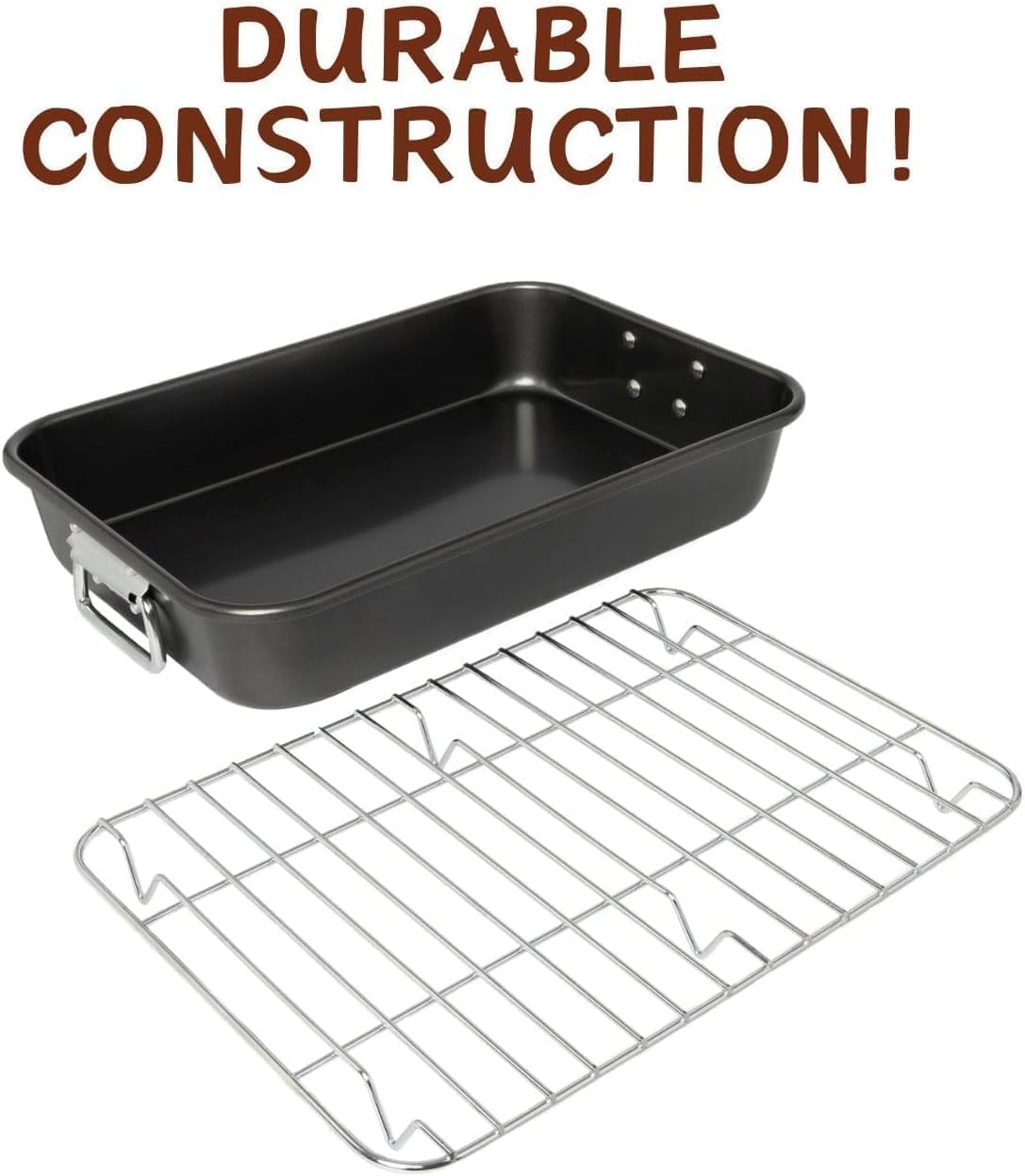 VANKUTL roasting pan is oven safe to 450°F for turkey and roasts.