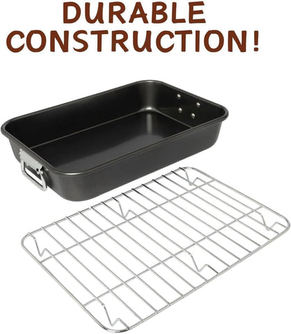 VANKUTL roasting pan is oven safe to 450°F for turkey and roasts.