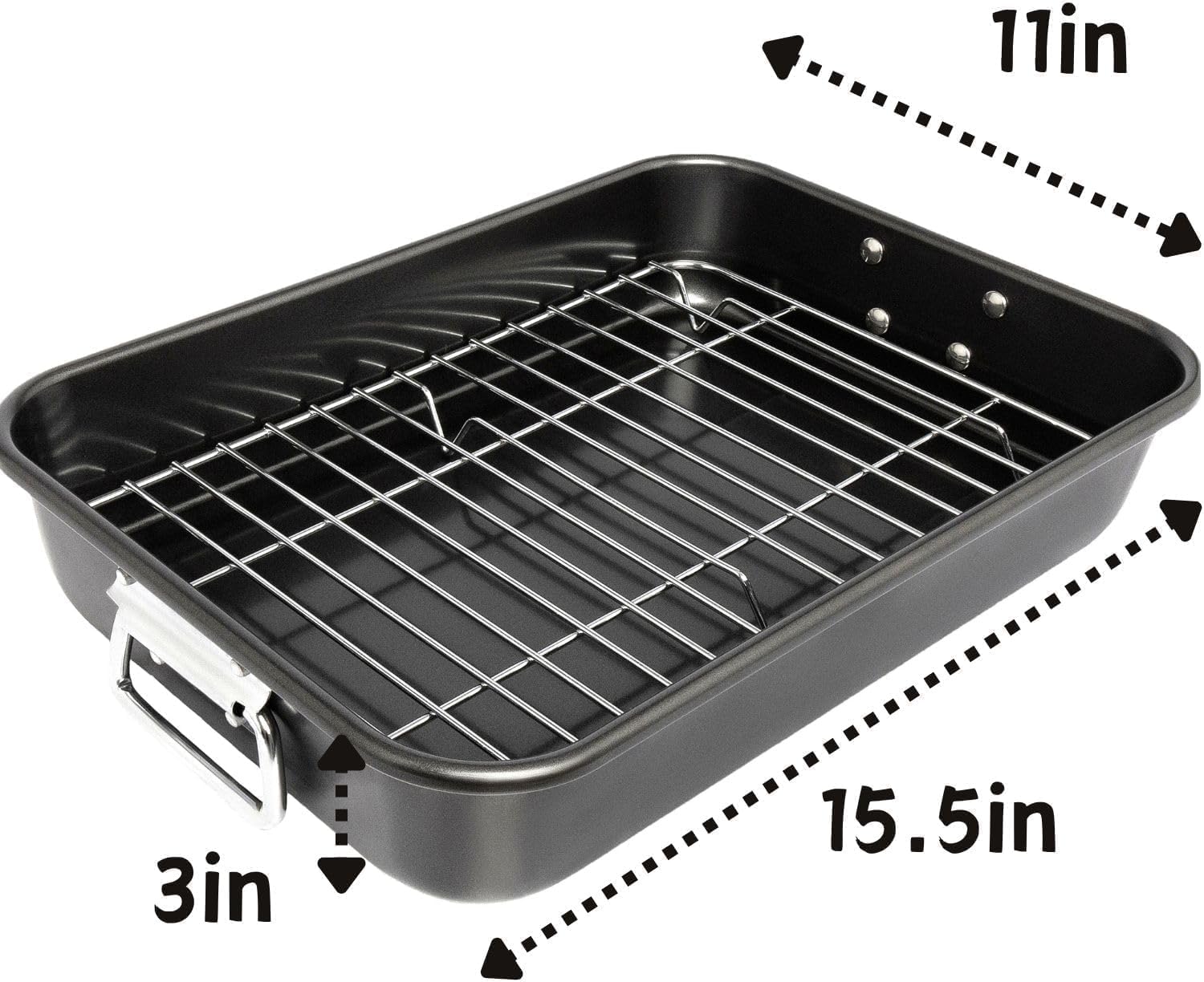 VANKUTL 15in roasting pan ideal for family-sized roasting sessions.