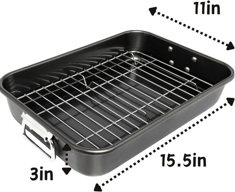 VANKUTL 15in roasting pan ideal for family-sized roasting sessions.