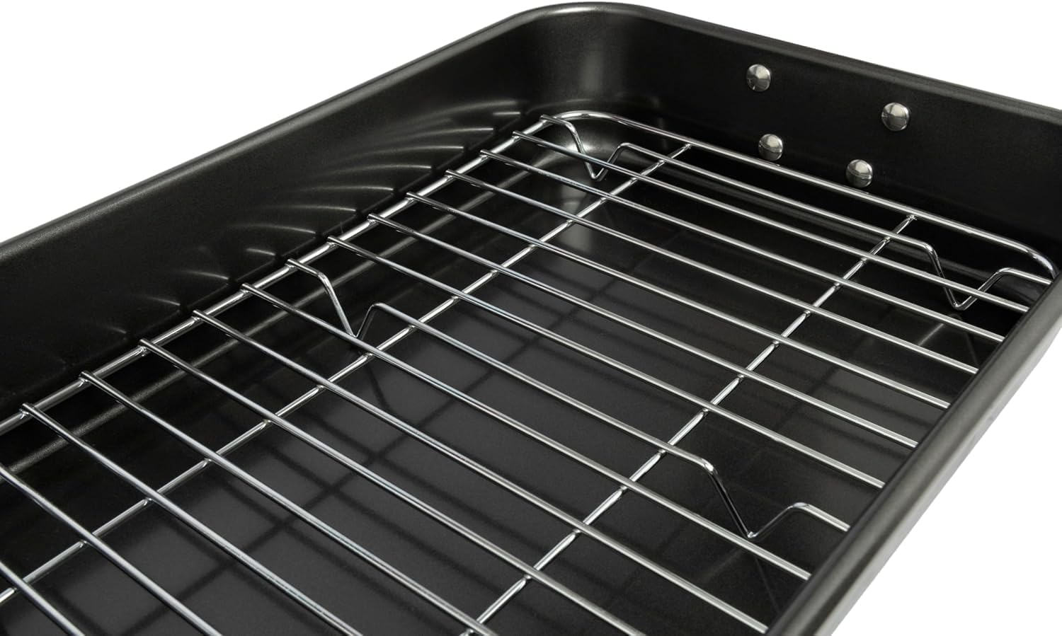 VANKUTL roasting pan with rack complements versatile meals of seafood and vegetables.