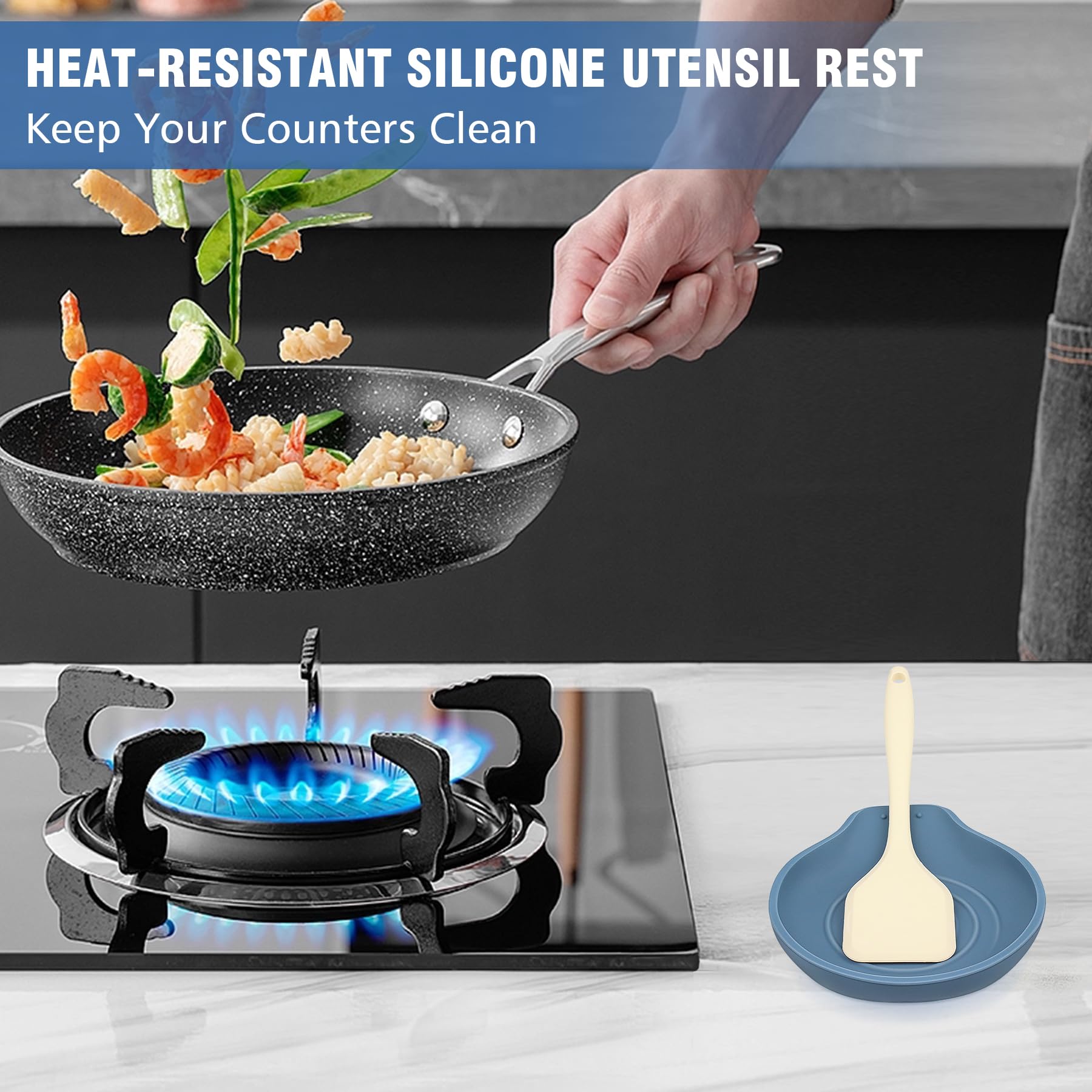 VanlonPro drip-catcher design spoon rest helps keep cooking area tidy