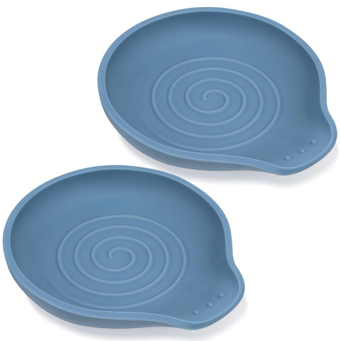 VanlonPro silicone spoon rest with indigo swirl catches drips and protects counters
