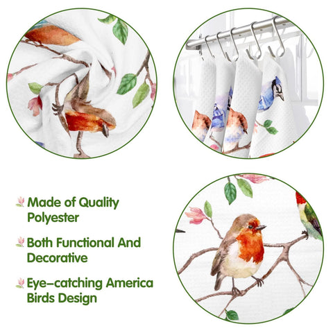 Vansolinne Birds Kitchen Towels cardinal design for cheerful, practical dish drying.