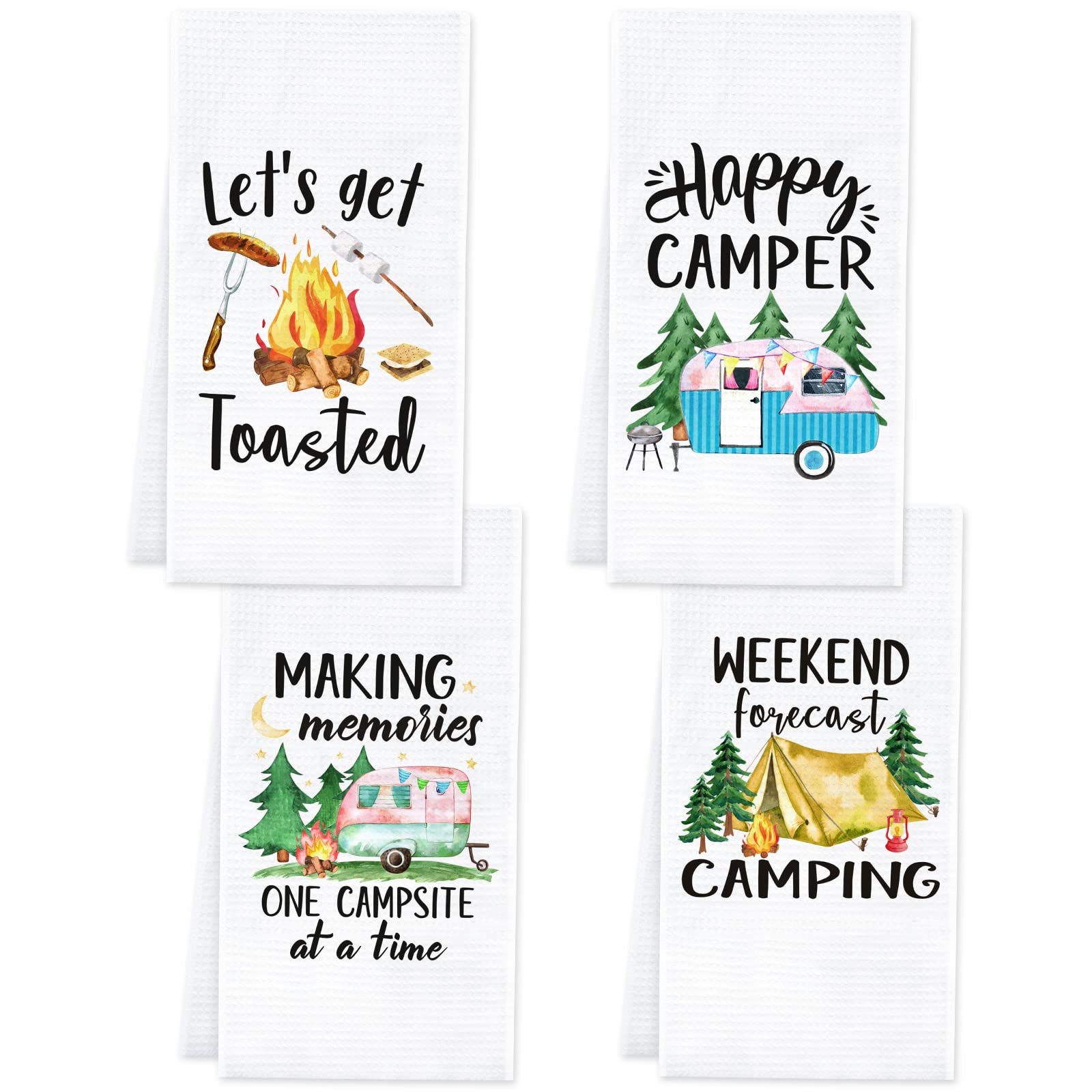 Vansolinne camping towels set of four dish towels, ideal for outdoor dish-drying.