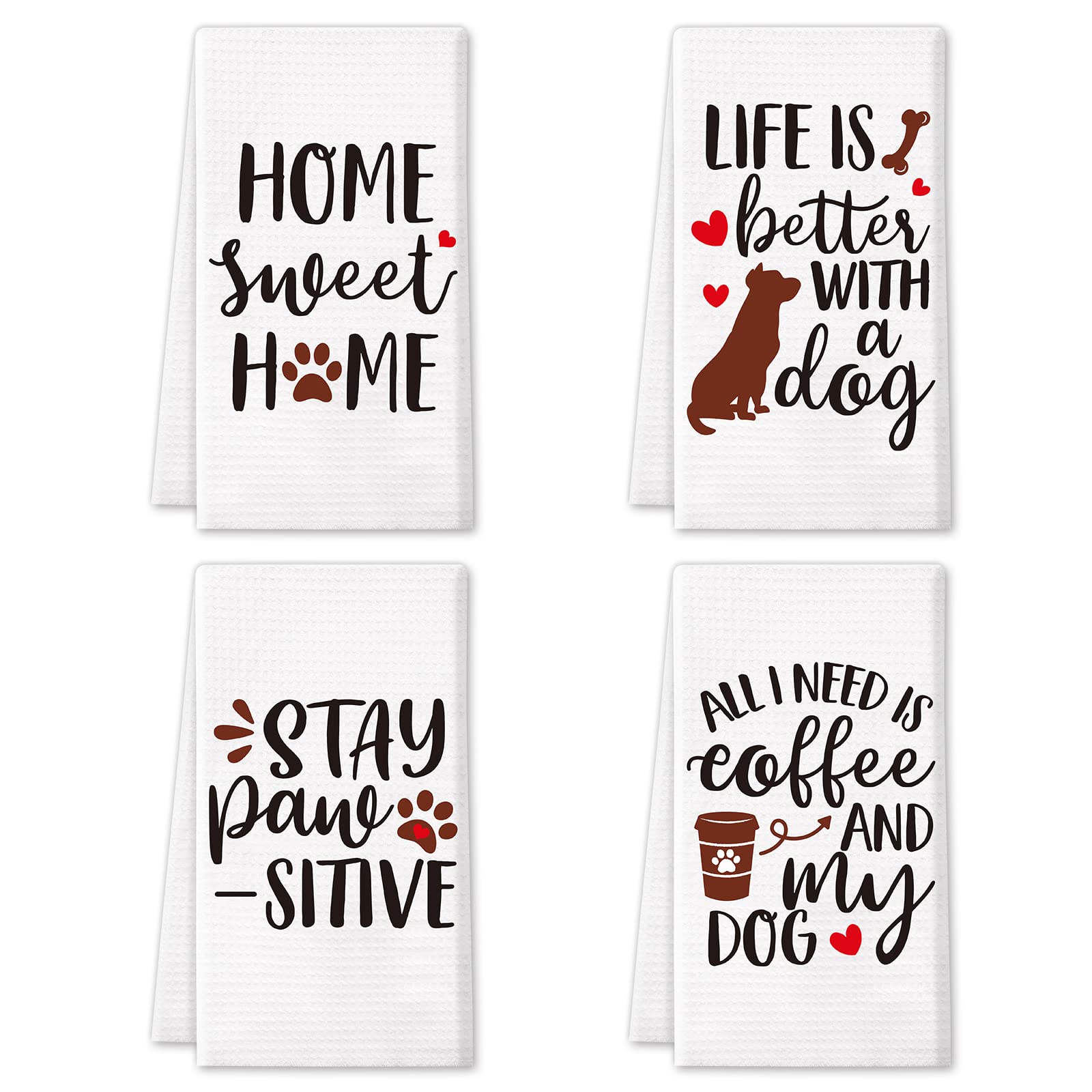 Vansolinne dog kitchen towels set of 4, ideal for quick drying and decor