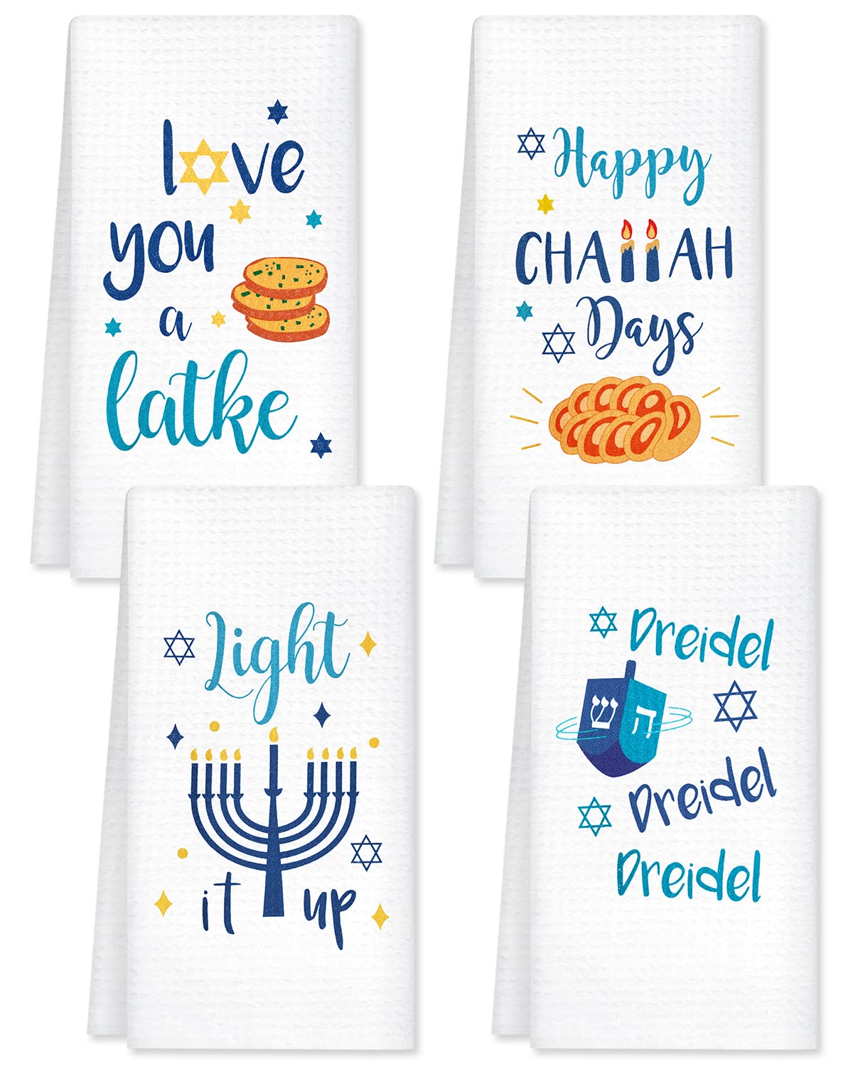Vansolinne Hanukkah towels festive kitchen decor for holiday gatherings.