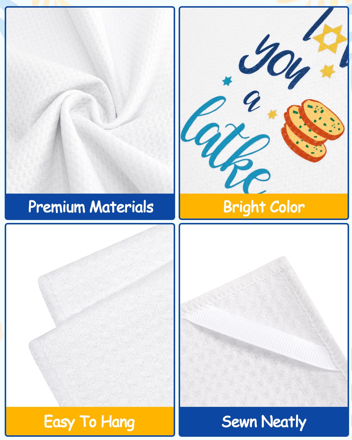Vansolinne Hanukkah towels microfiber blend for quick absorption.