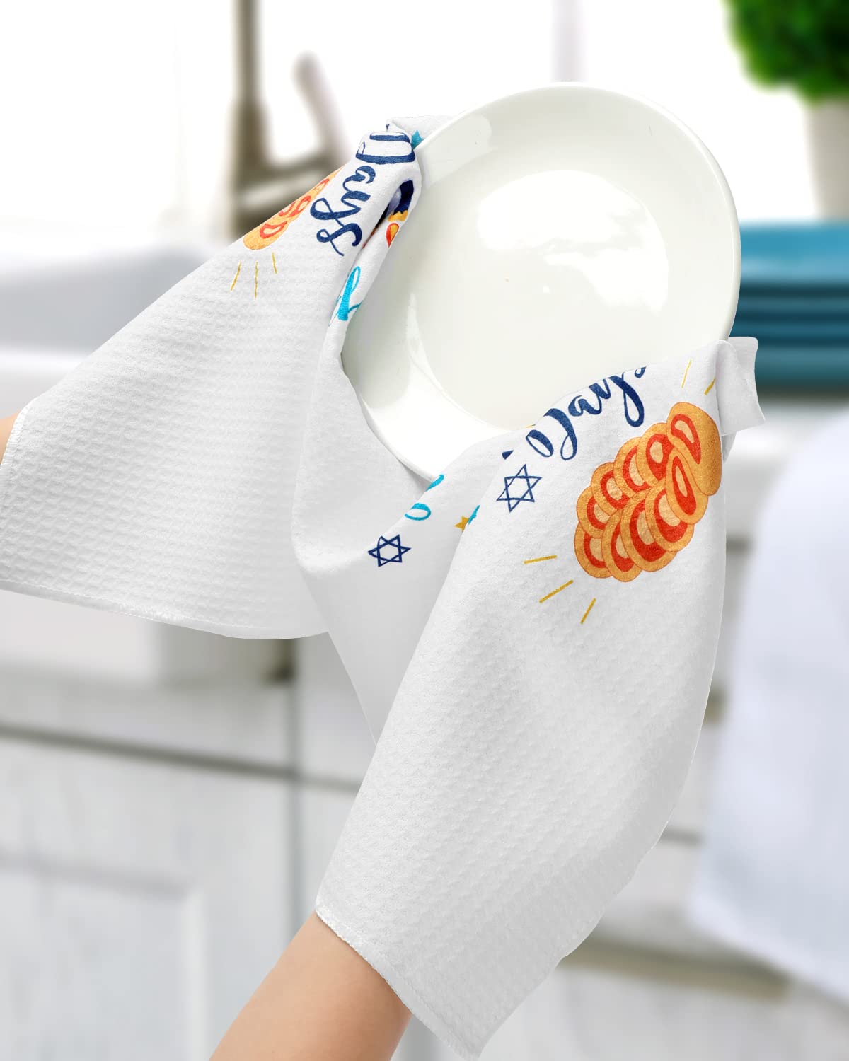 Vansolinne Hanukkah towels large 17.2 by 24.5 inches.