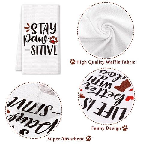 Vansolinne home sweet home towel, cozy dog-themed kitchen accent